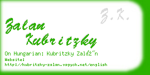 zalan kubritzky business card